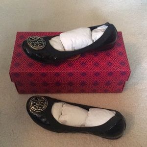 Tory Burch black patent leather flats